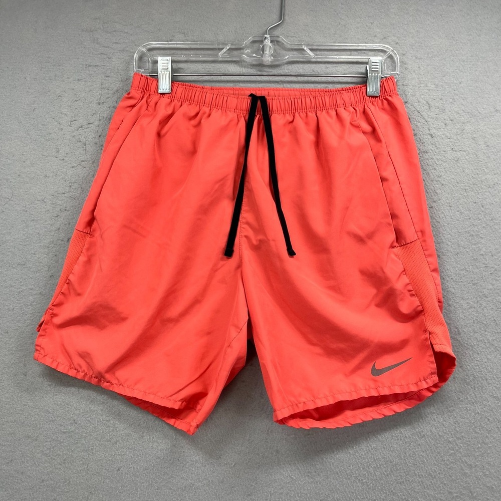 Nike Challenger Dri-FIT Shorts Mens Small Orange Athletic Running Training Lined